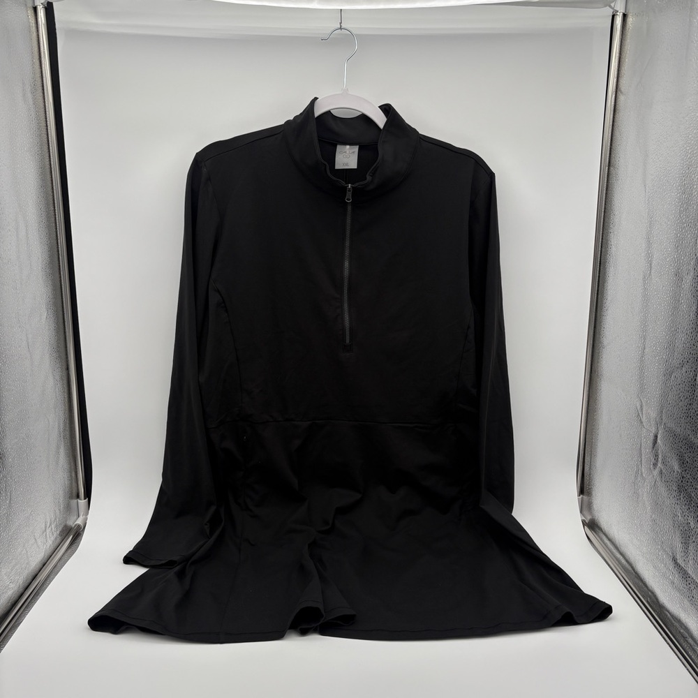 NWT CALIA Women's XXL Long Sleeve Mock Neck Golf Dress Pure Black Odor Control - Picture 4 of 12